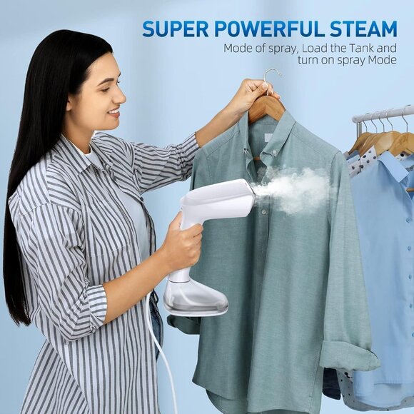 1800W Handheld Steamer for Clothes - Fast Heat-Up, 2 Ironing Modes, White - Picture 4 of 8